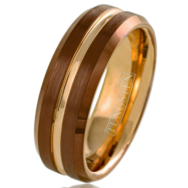 The Copperton bronze tungsten with rose gold stripe