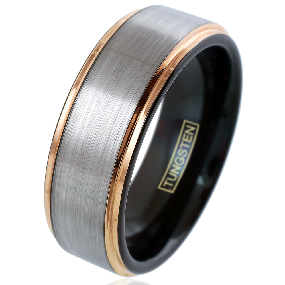 The Trilogy three-tone tungsten ring