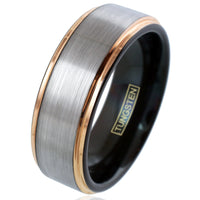 The Trilogy three-tone tungsten ring