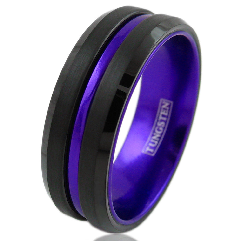 The Maverick - Black Tungsten Band with Purple Stripe