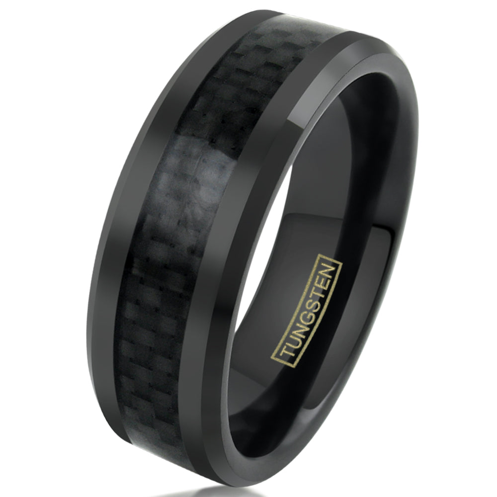 The Carbon black tungsten with carbon fiber inlay
