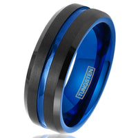 The Deputy - Black Tungsten Band with Cobalt Blue Stripe and Inner Band