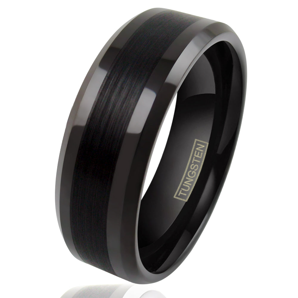 The Blackout 8mm brushed black tungsten band