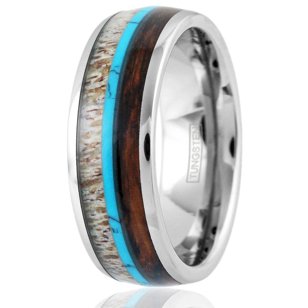The Trapper tungsten dome with deer antler and turquoise
