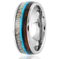 The Trapper tungsten dome with deer antler and turquoise