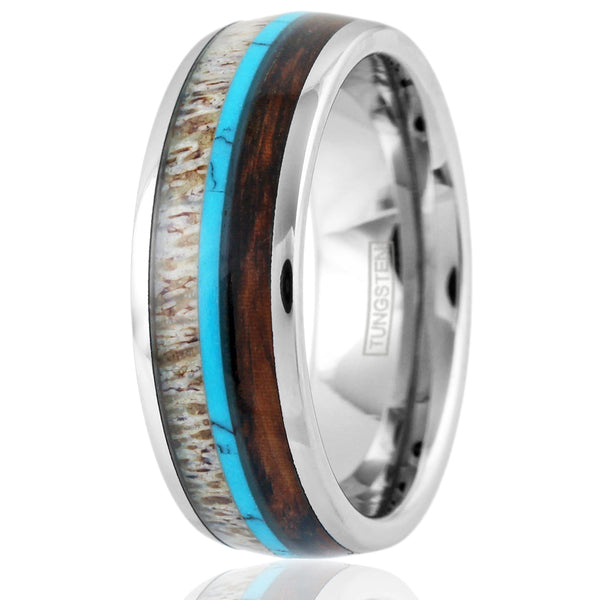 The Trapper tungsten dome with deer antler and turquoise