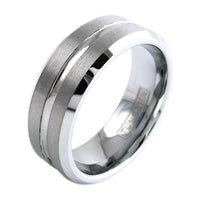The Ridgeline silver tungsten brushed outer band