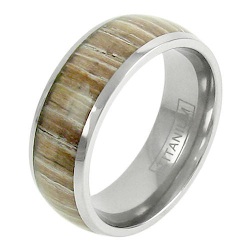 The Timber - Silver Titanium Band with Blonde Wood Grain Inlay