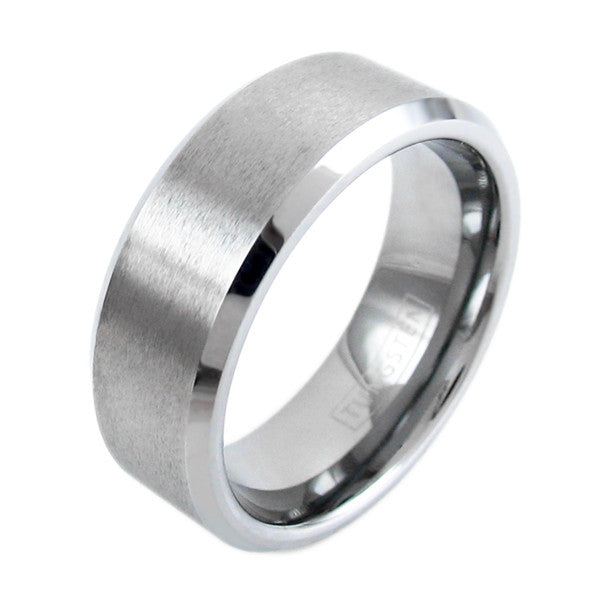 The Ranger - Silver Tungsten Band with Brushed Center